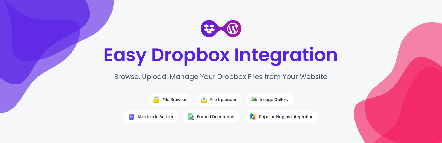 WordPress 外掛 Easy Dropbox Integration – Browse, Upload, View, Download & Manage Dropbox Files From Your WordPress Website 的封面圖片。