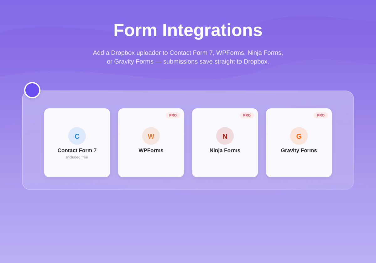 Form Plugin Support (Contact Form 7, WPForms, Ninja Forms, and more with PRO)
