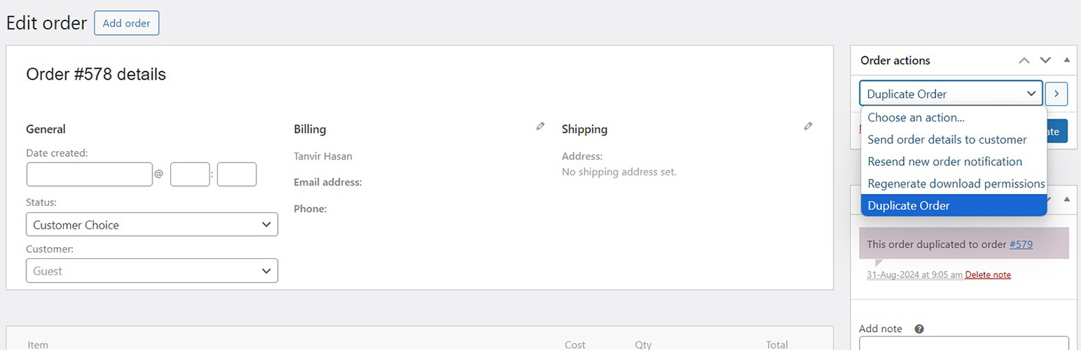 Easy Duplicate Woo Order