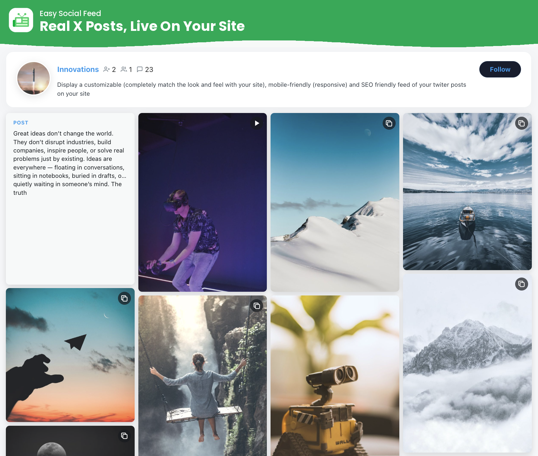 Easy Social Feed – Social Photos Gallery and Post Feed for WordPress