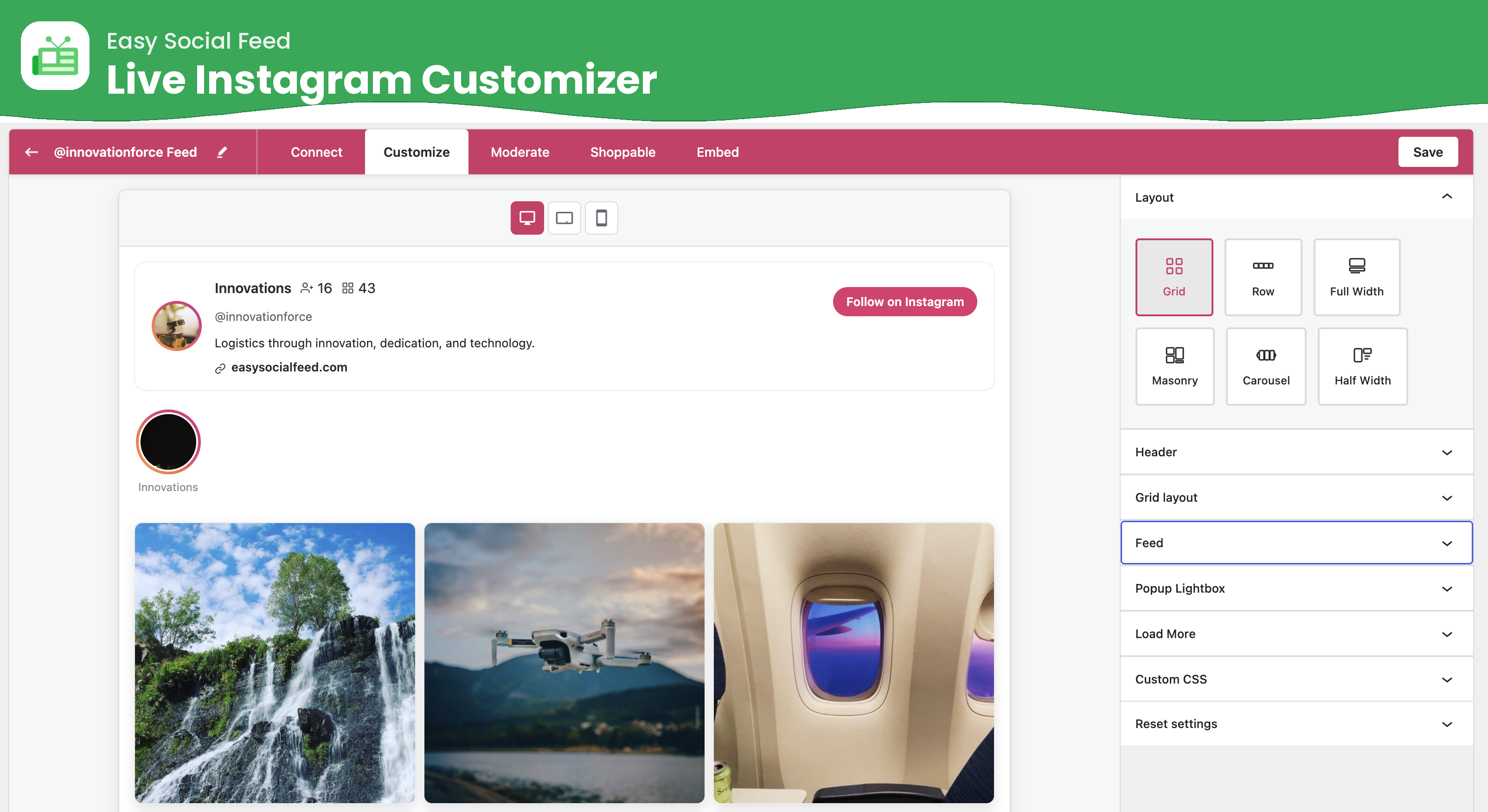 Easy Social Feed – Social Photos Gallery and Post Feed for WordPress