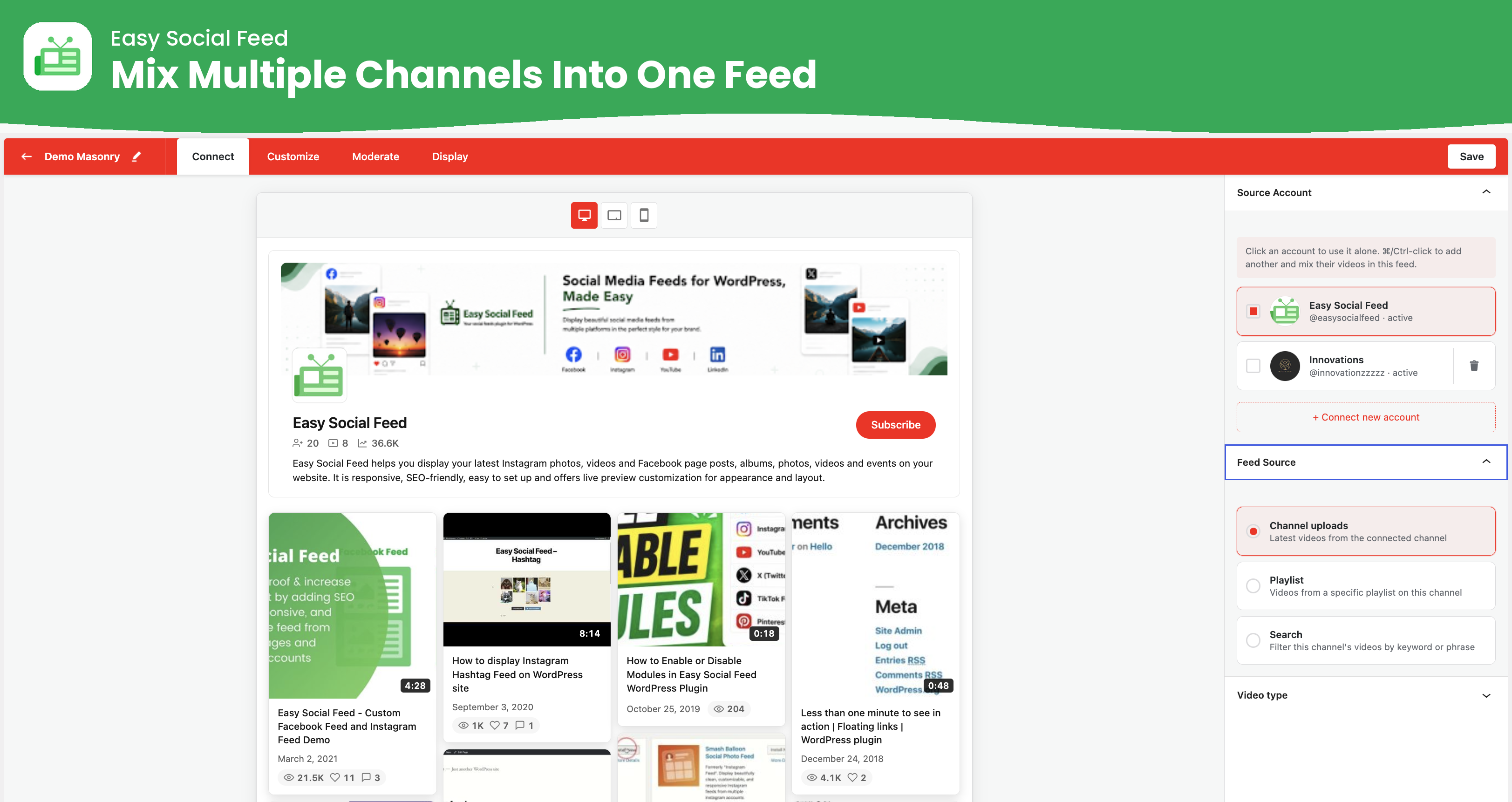Easy Social Feed – Social Photos Gallery and Post Feed for WordPress