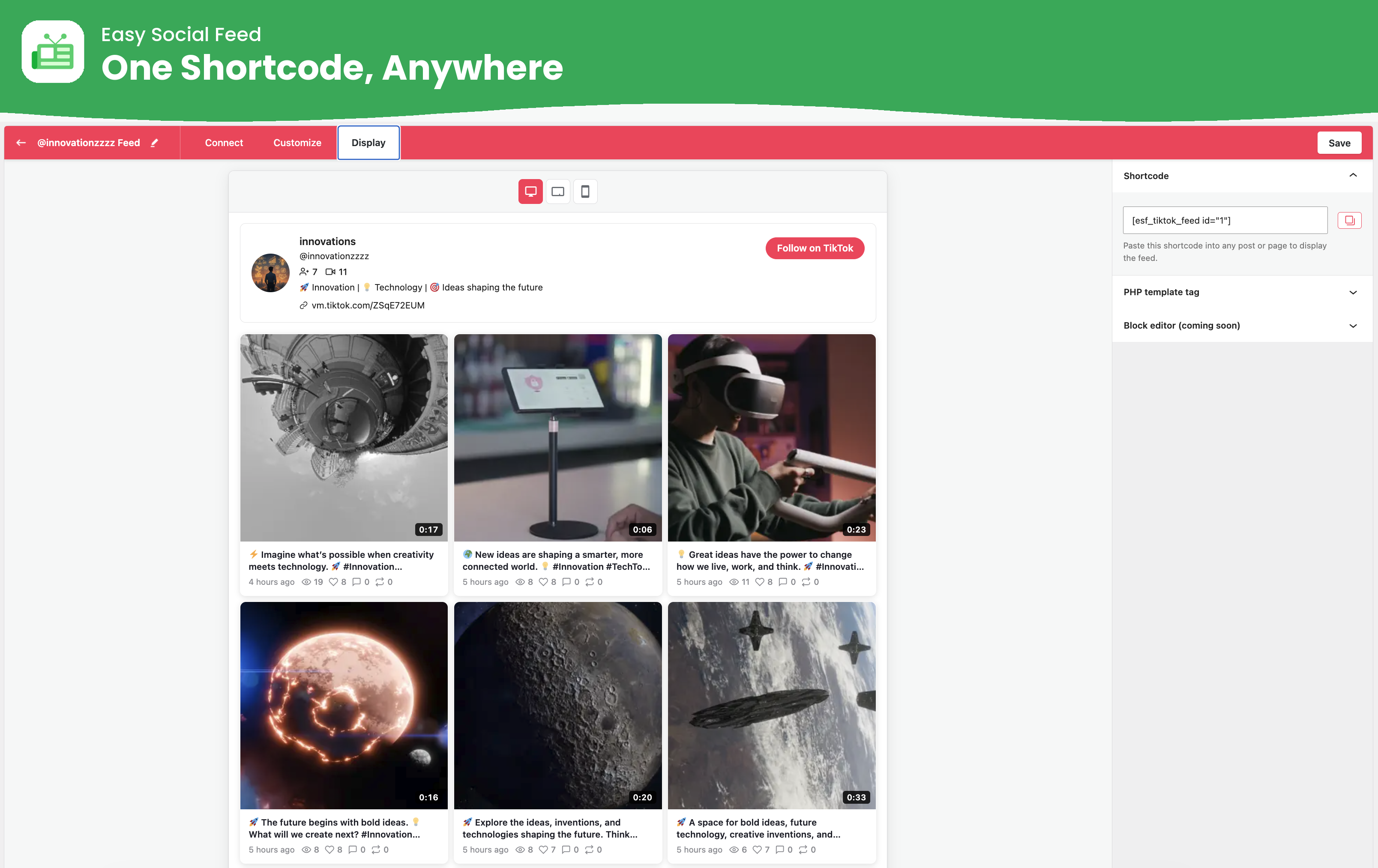 Easy Social Feed – Social Photos Gallery and Post Feed for WordPress