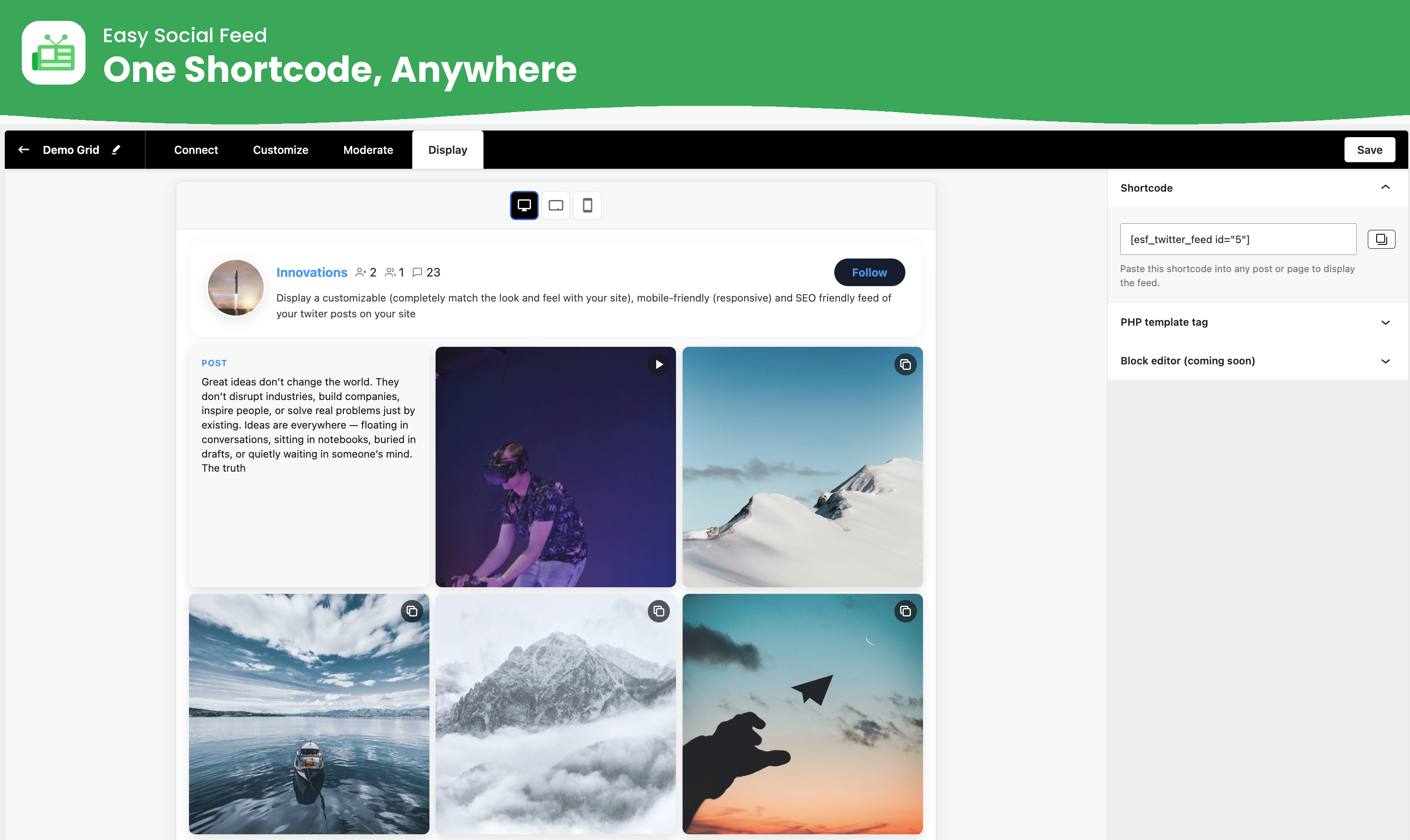 Easy Social Feed – Social Photos Gallery and Post Feed for WordPress