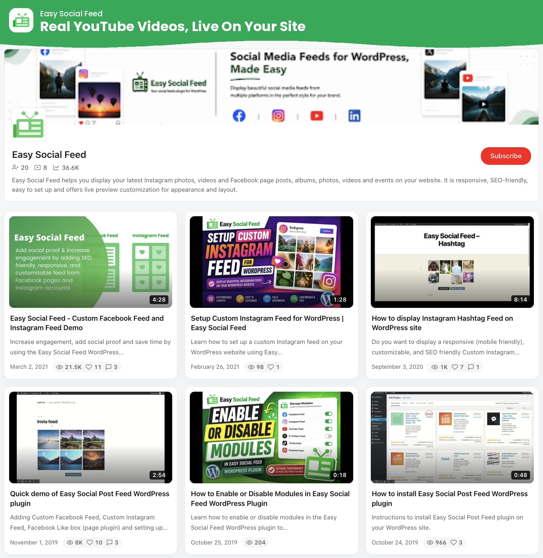 Easy Social Feed – Social Photos Gallery and Post Feed for WordPress