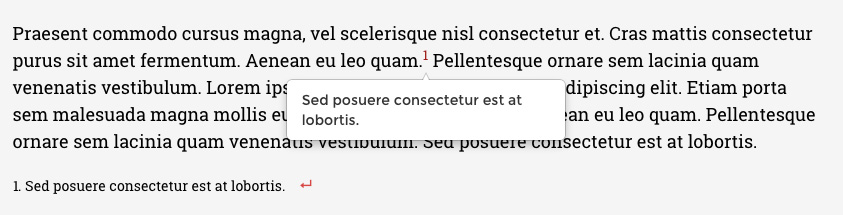 Displaying a footnote on hover.