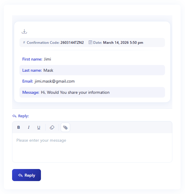 WordPress Support Ticket Conversation and Reply Form