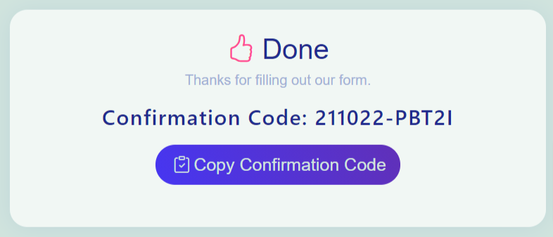 Form submitted and Confirmation Code (tracking pixels)