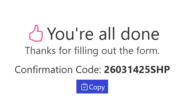 Form submitted and Confirmation Code (tracking pixels)