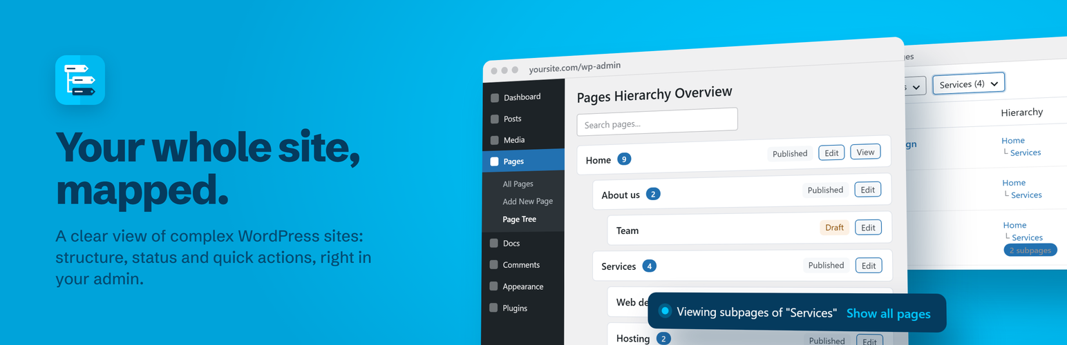 Easy Hierarchy – Monitor Page Tree & Custom Post Types preview