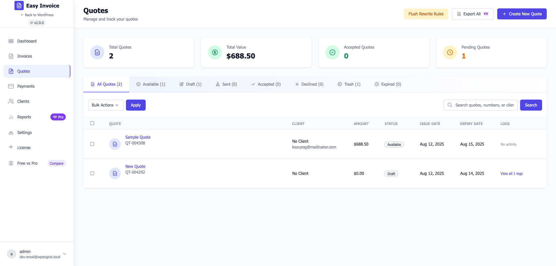 Quote Listing Page - Backend