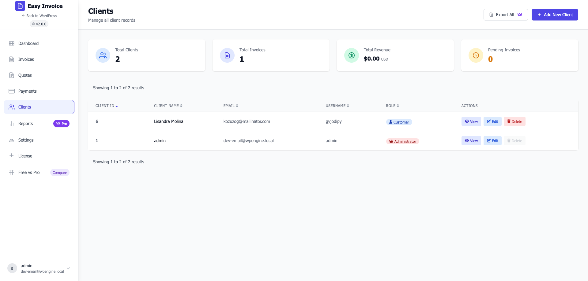 Client Listing Page - Backend
