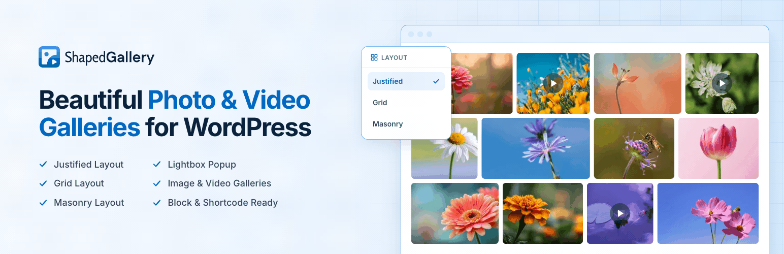 ShapedGallery – Photo Gallery, Image Gallery, Video Gallery & Lightbox
