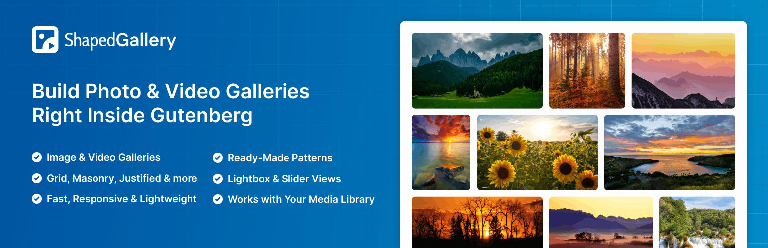 WordPress 外掛 ShapedGallery – Photo Gallery, Image Gallery, Video Gallery & Lightbox 的封面圖片