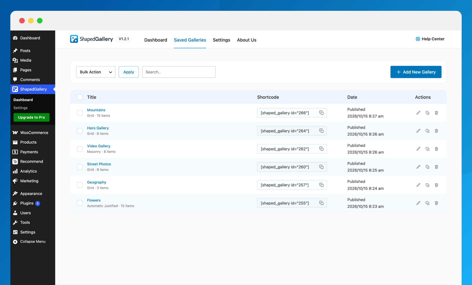 Save templates and reuse galleries in any page builder