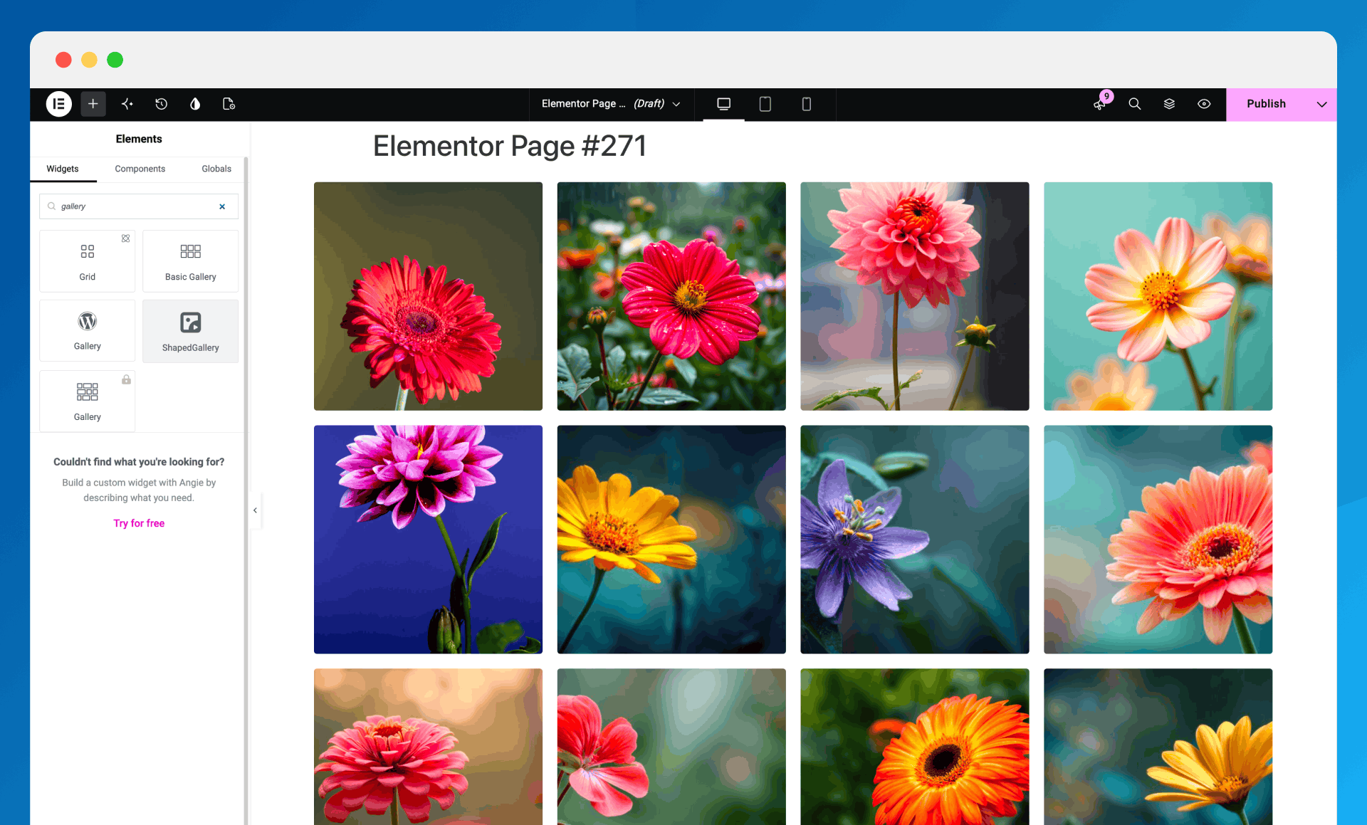Elementor addon with a drag-and-drop gallery grid