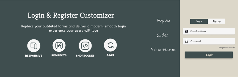 Login & Register Customizer – Popup | Slider | Inline | WooCommerce