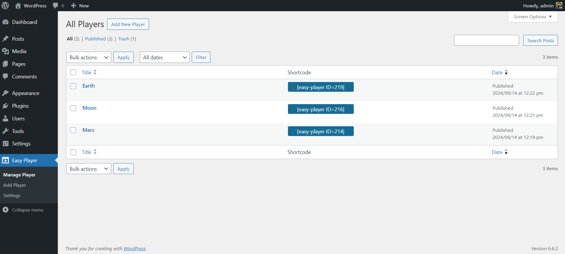 Manage Video Player