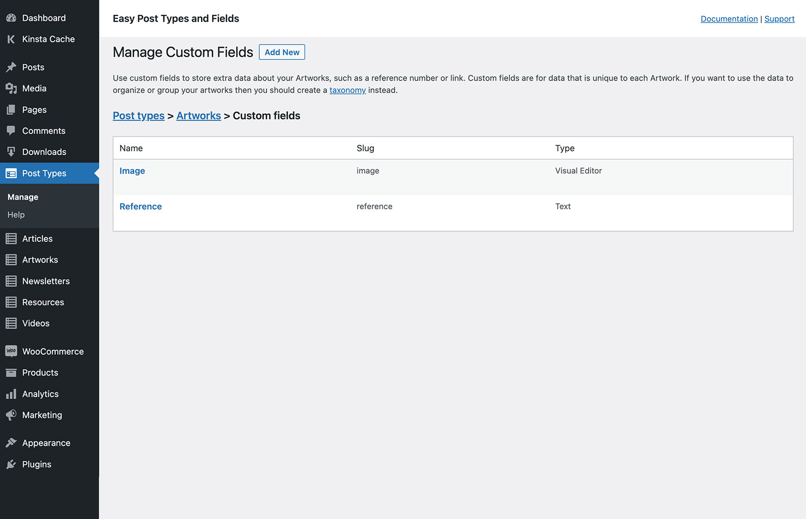 Easily manage all the custom fields for the WordPress custom post types that you have created.