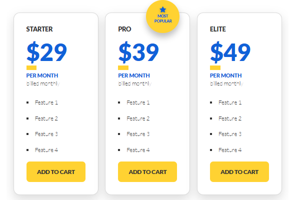 Easy Pricing Tables Premium layouts