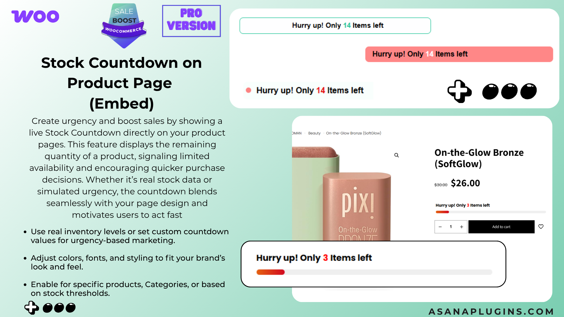 Stock Countdown on Product Page.