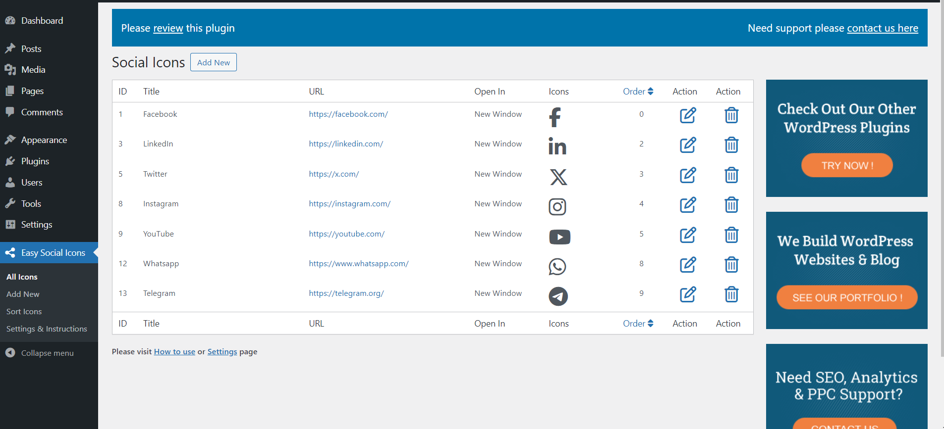 Manage the layout of the icons page