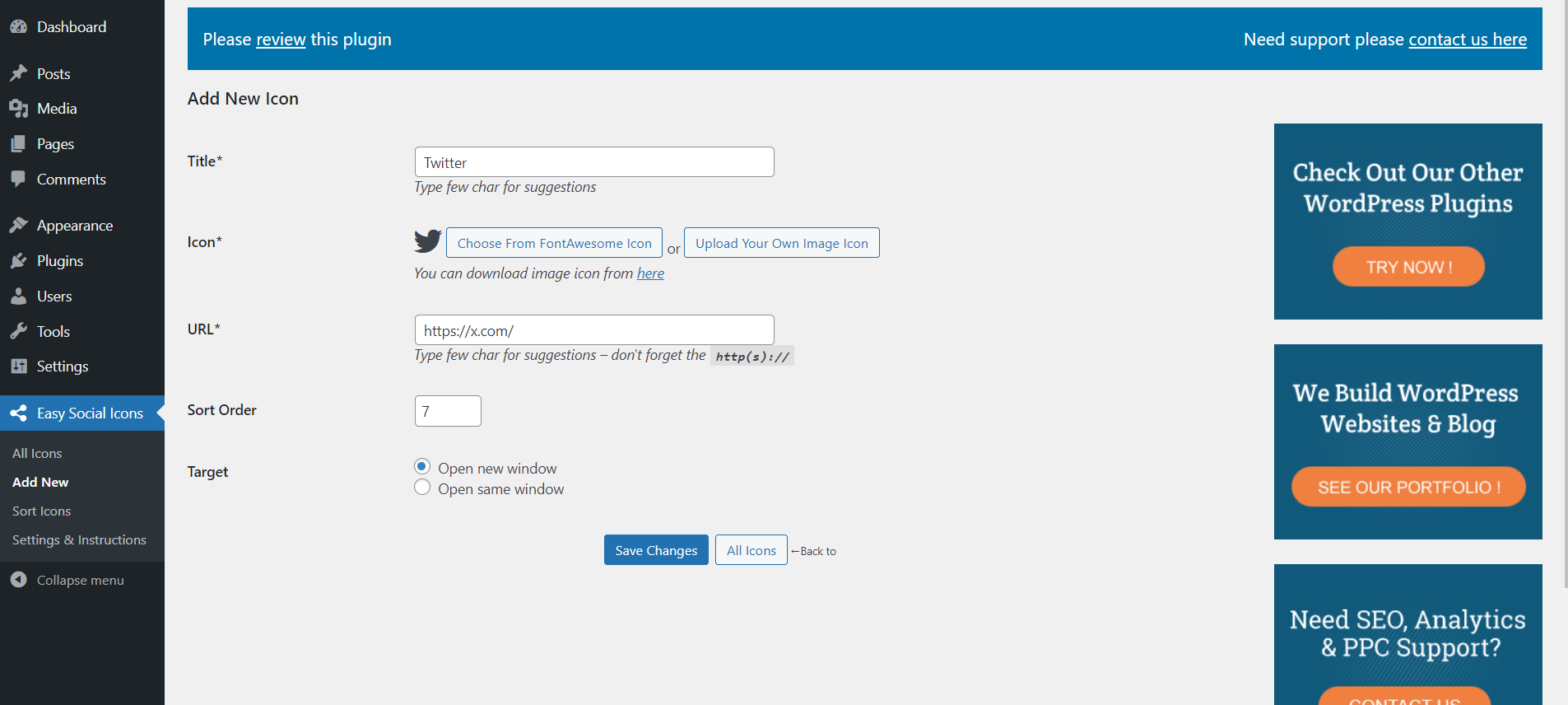 Add a new icon for the page layout