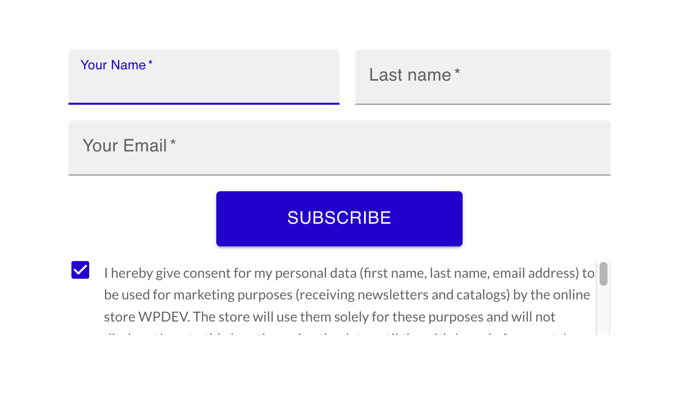 Filled form style