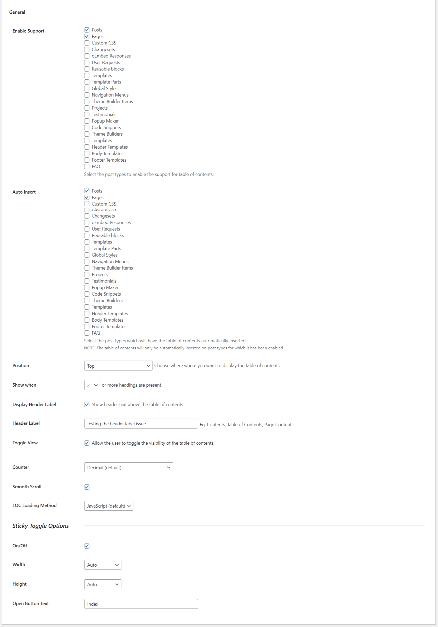 Easy Table of Contents