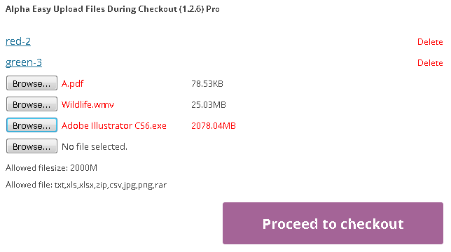 Wrong filetype and size will turn the selected file red with appropriate warning message in PRO version