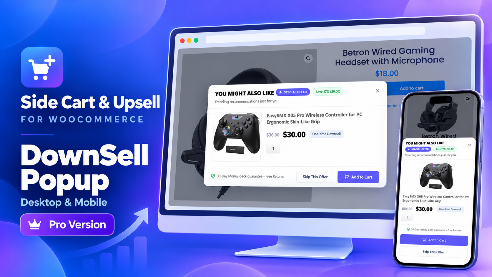 Down-sell Popup on Desktop & Mobile (Pro)
