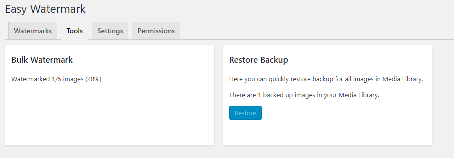 Bulk watermark and restore all images