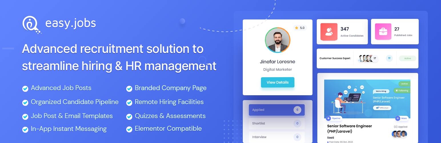 easy.jobs- Best Recruitment Plugin for Job Board Listing, Manager, Career Page for Elementor & Gutenberg