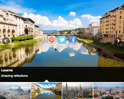 A rotator with social sharing buttons enabled