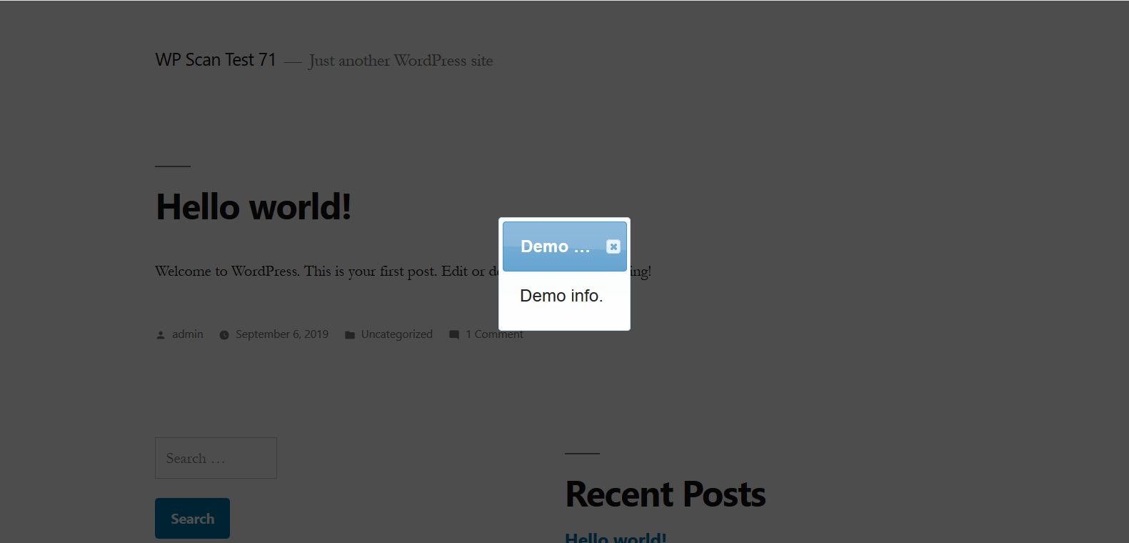 <p>The screenshot-1.png shows the demo modal popup that appears in the frontend when the plugin has been installed and activated.</p>