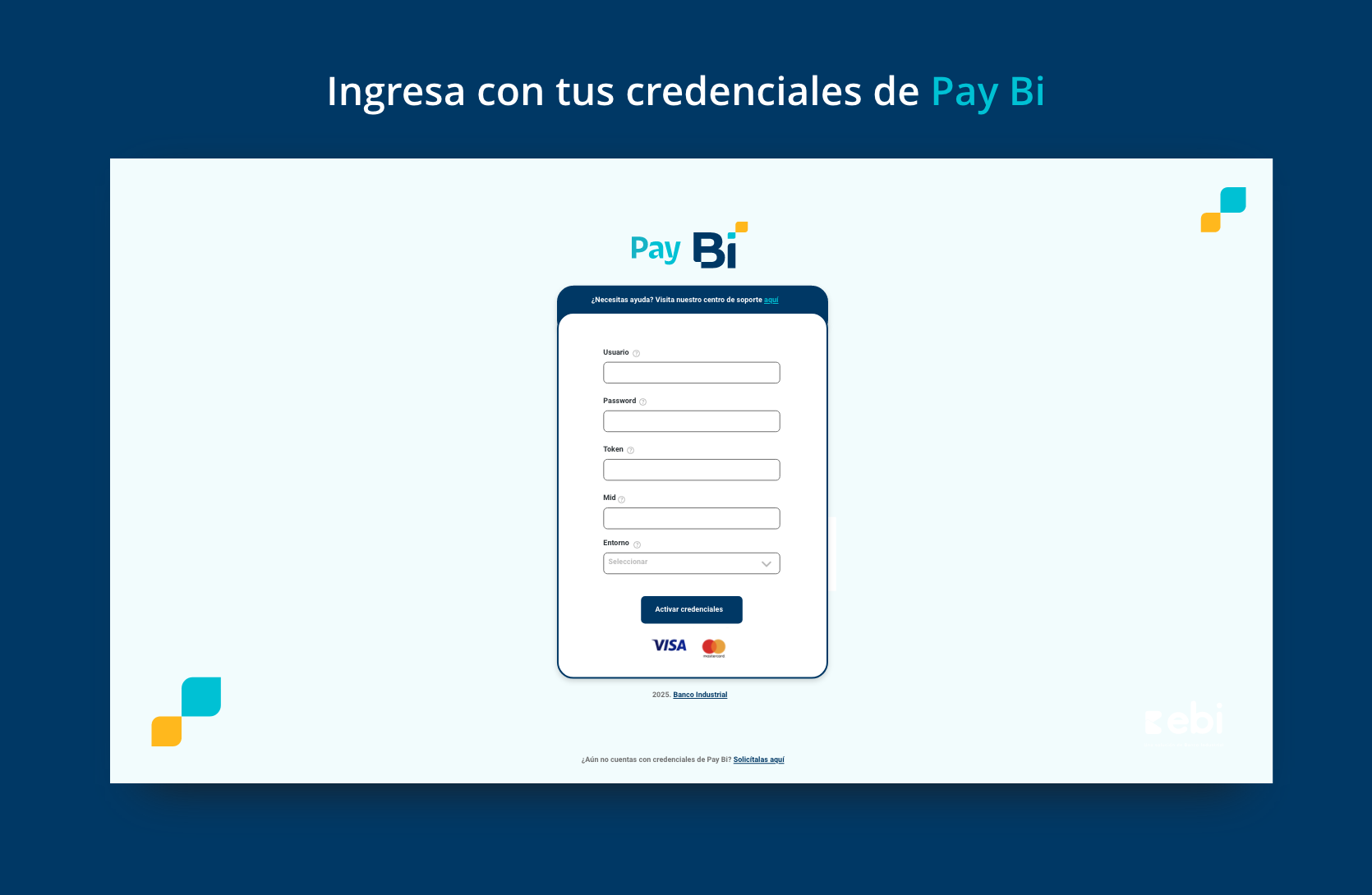Ingresa tus credenciales de Pay Bi