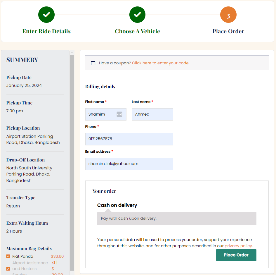 Taxi Booking Manager for WooCommerce – WordPress plugin | Ecab