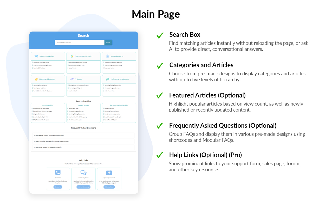 KB Main Page page setup example