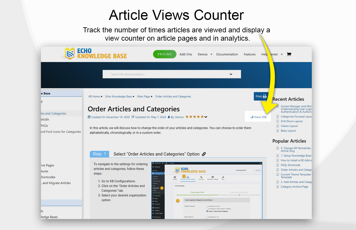 <p>Article views counter tracks the number of times articles are viewed and display a view counter on article pages and in analytics</p>