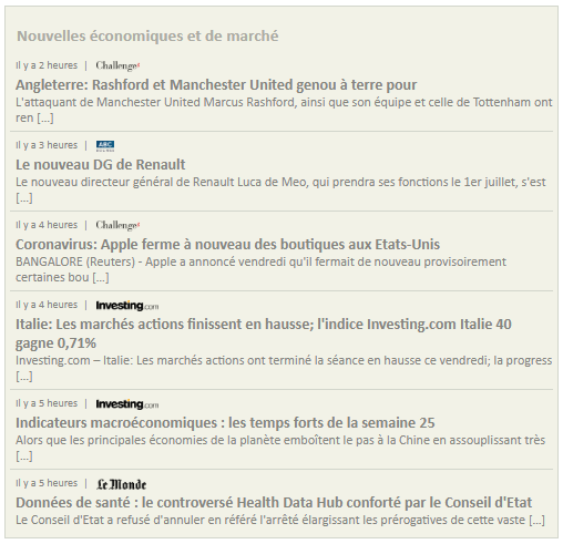 <p>Example of economic &amp; market news without images, in French.</p>