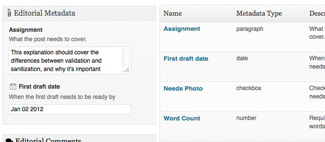 Acompanhe os detalhes importantes com os metadados editoriais.