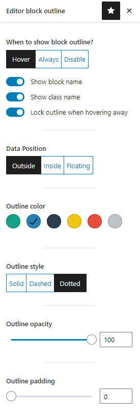 Editor outline settings