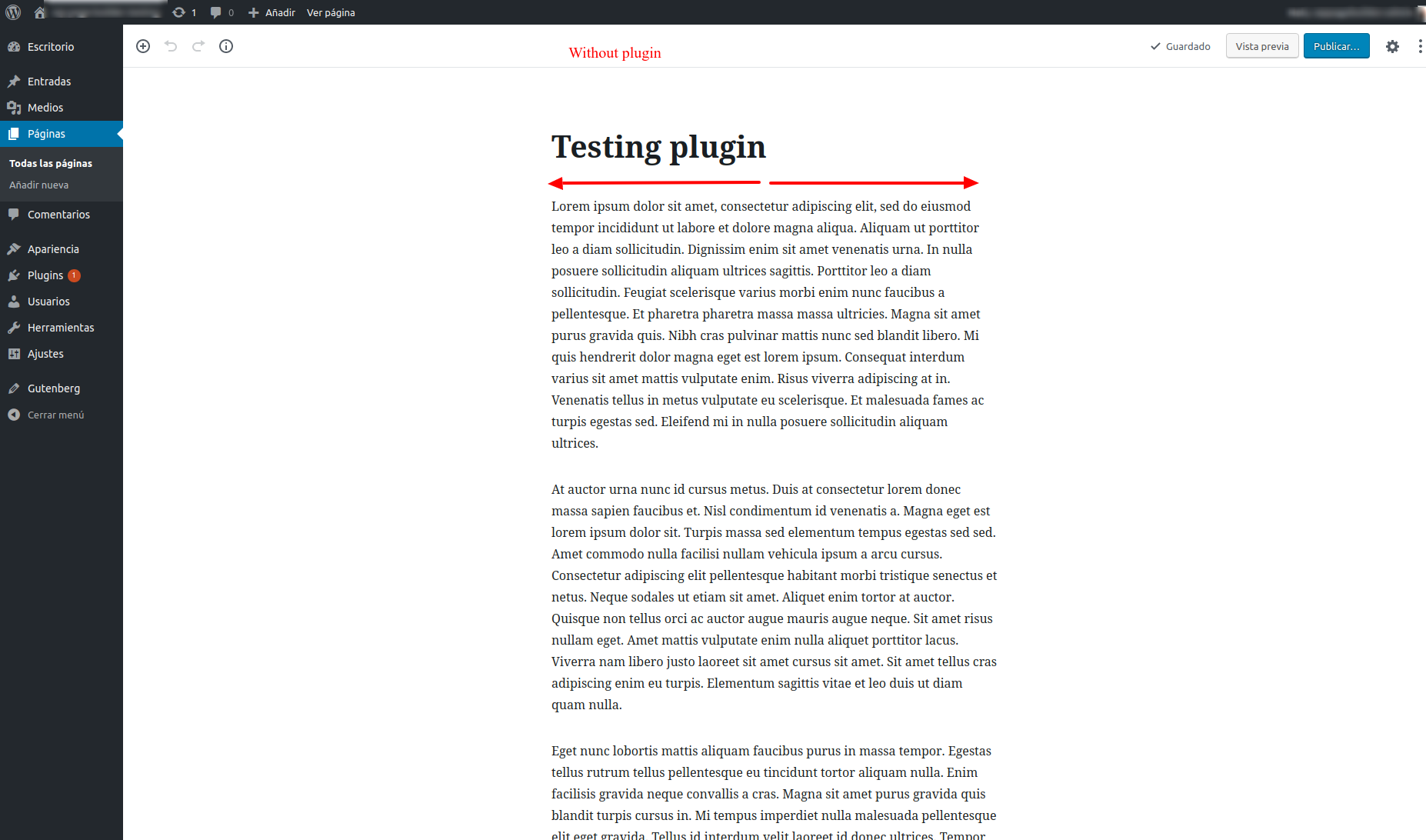 Editor Full Width Gutenberg