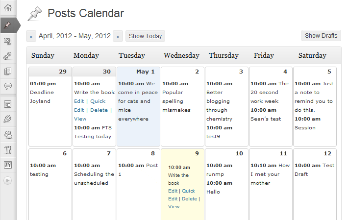 Drag and drop posts to easily change dates and take control of your blog.