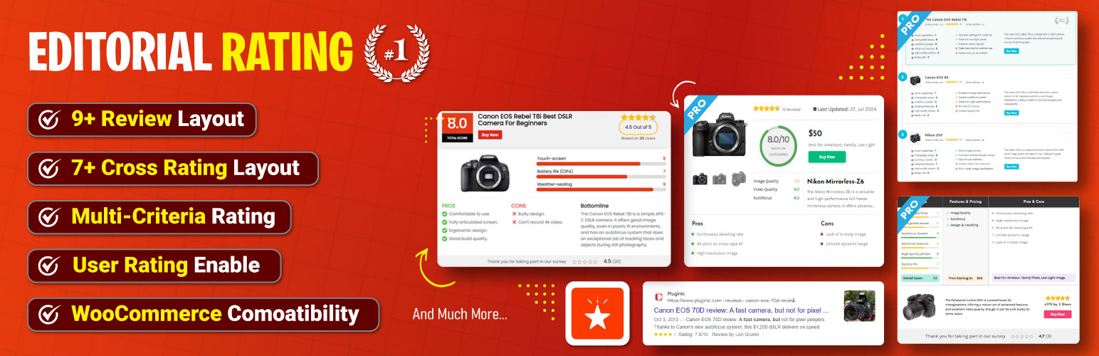 WordPress 外掛 Ultimate Editorial Rating – Best Product Review Plugin With Star Rating System (WooCommerce Support) 的封面圖片。