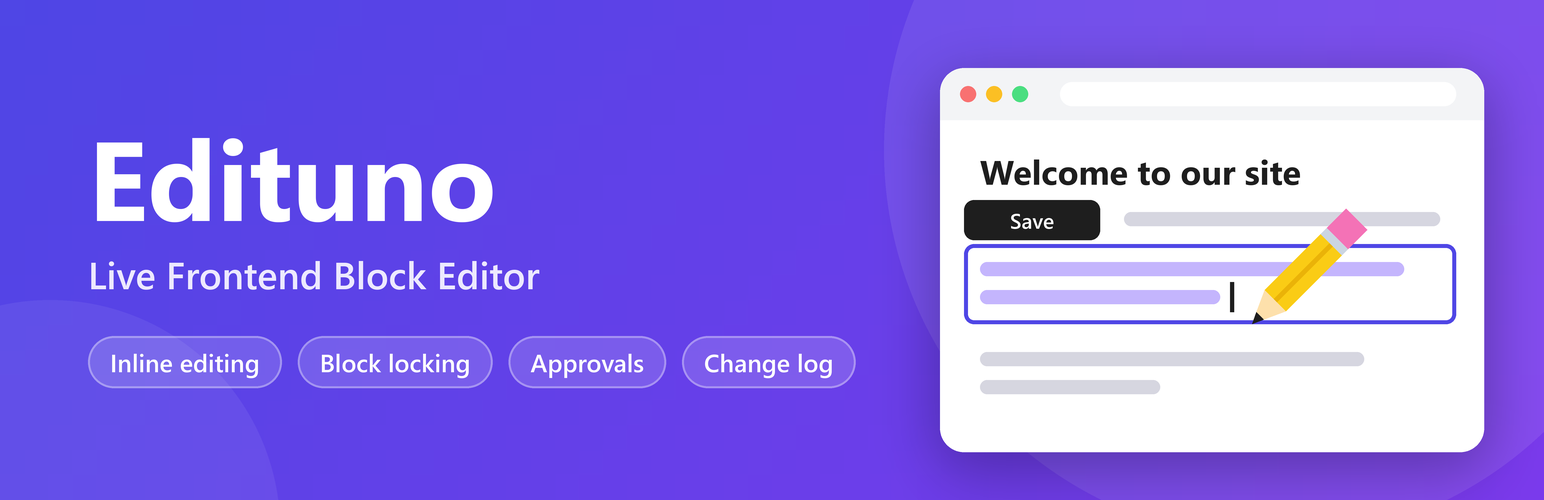 WordPress 外掛 Edituno – Live Frontend Block Editor 的封面圖片