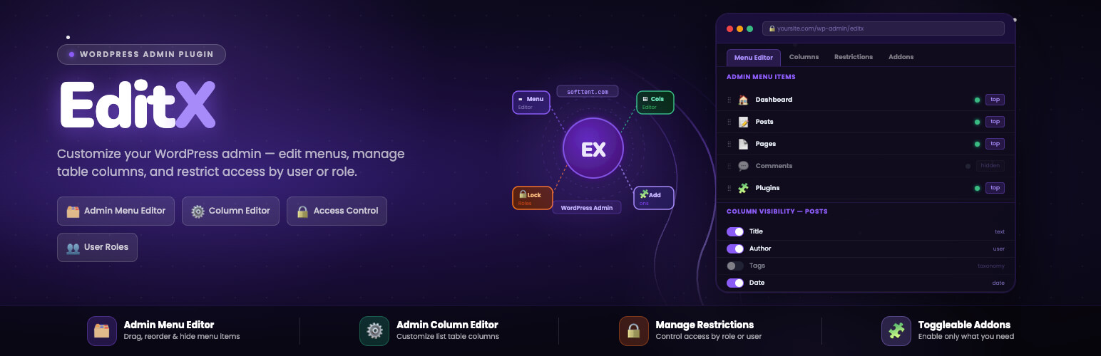 Admin Menu Editor, Admin Column Editor – EditX