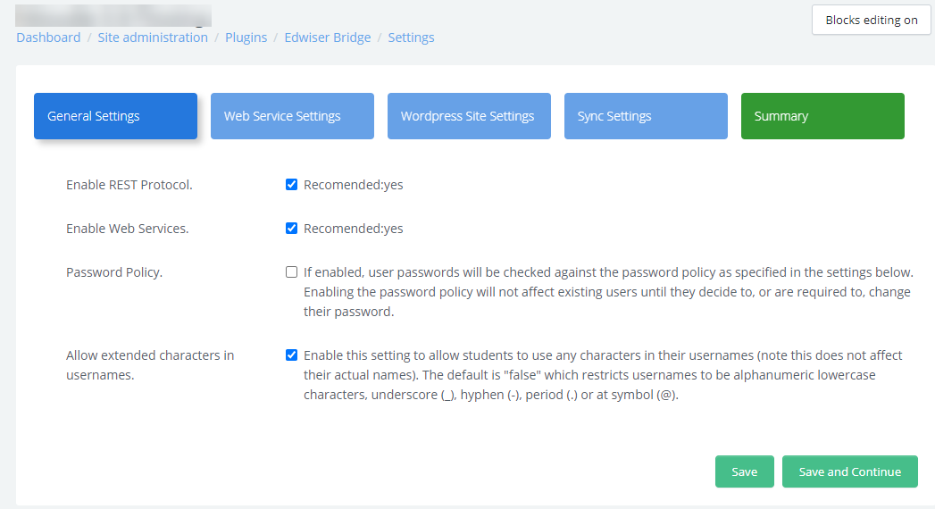 Moodle Set-up wizard: General Settings.