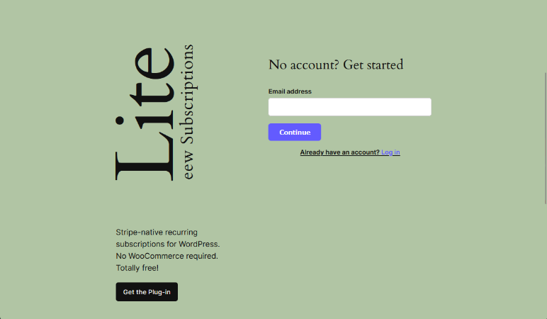 Subscription form shortcode/block - email enter step.