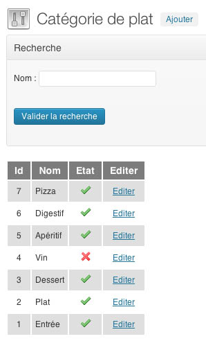 Create a category dish (back-office)
